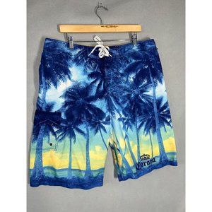 Corona Board Shorts Men Size 38 yellow blue Floral‎ beer Swim Trunks